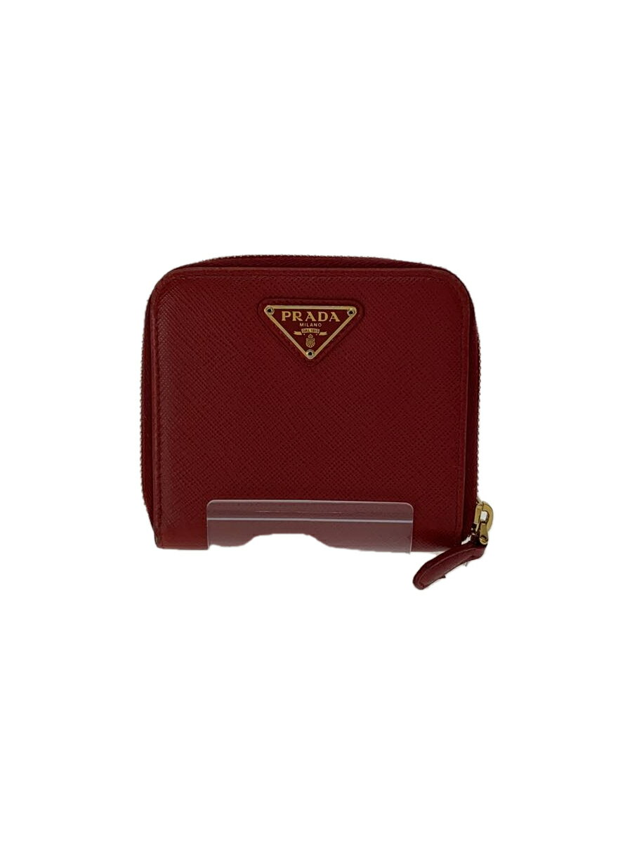 【中古】PRADA◆2つ折り財布/--/RED/レ