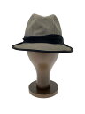 【中古】Borsalino◆ハット/--/コットン/GRY/チェック/メンズ【服飾雑貨他】