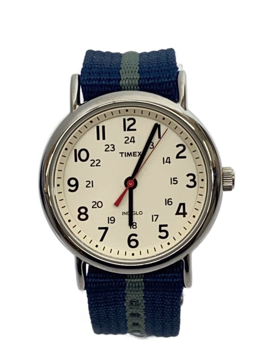 【中古】TIMEX◆クォーツ腕時計/アナログ/--/CRM/BLU/T2N654【服飾雑貨他】