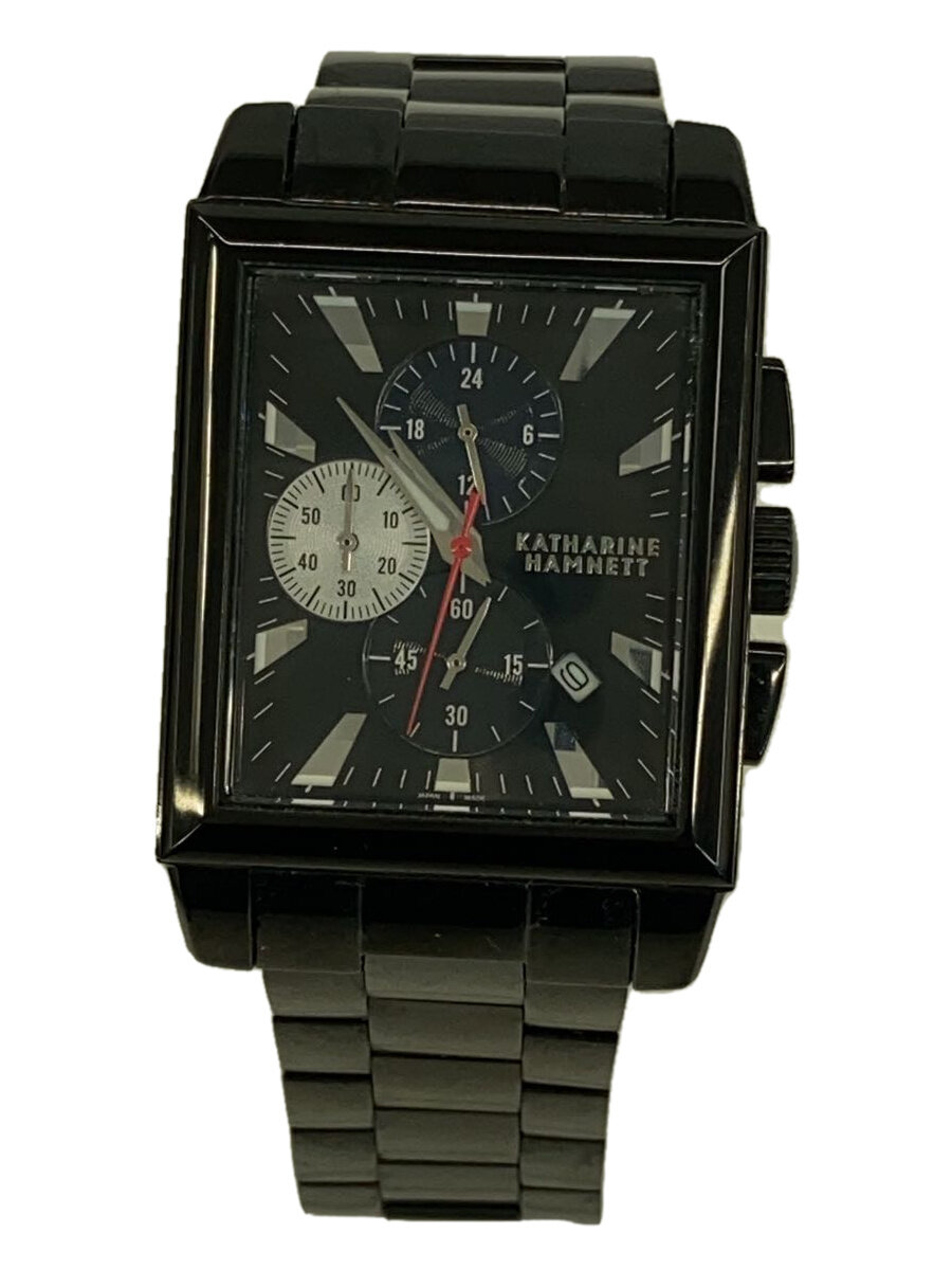【中古】KATHARINE HAMNETT LONDON◆KATHARINE HAMNETT LONDON/クォーツ腕時計/アナログ/ステンレス/BLK/KH-33B8/【服飾雑貨他】