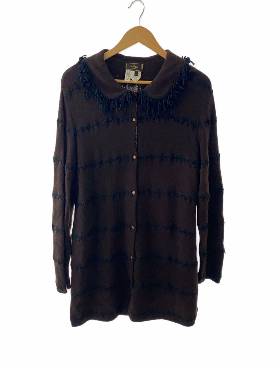 【中古】FENDI◆90s/カーディガン(厚手)/--/ウール/BRW/無地【レディースウェア】
