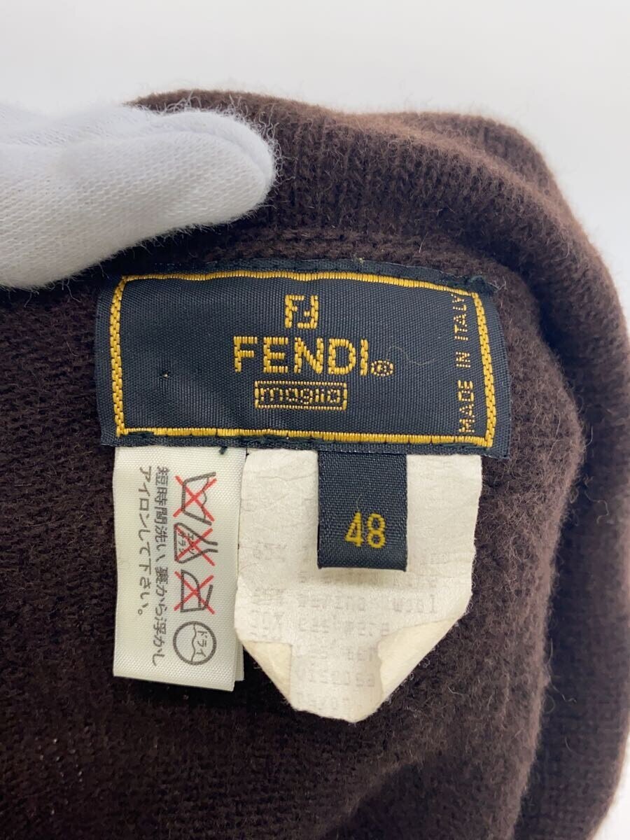 【中古】FENDI◆90s/カーディガン(厚手)/--/ウール/BRW/無地【レディースウェア】