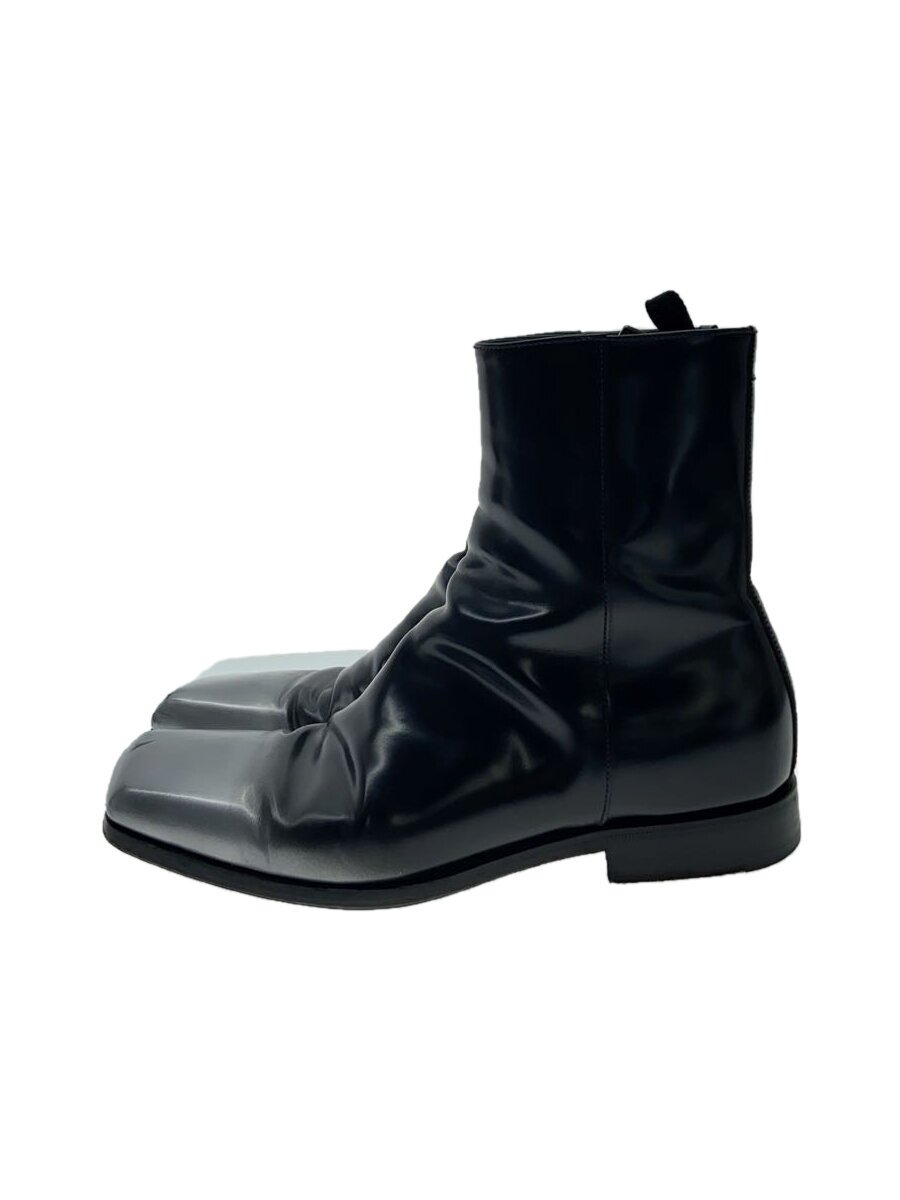 PRADA◆Spazzolato Sfumato スクエアトゥジップアンクルブーツ/6/BLK/2TA07