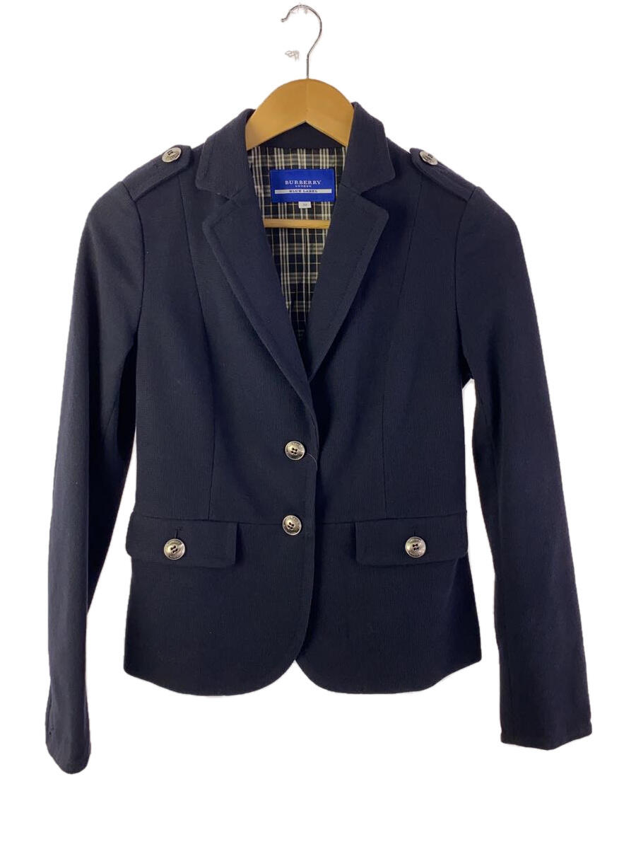 【中古】BURBERRY BLUE LABEL◆テーラードジャケット/38/ポリエステル/ネイビー【レディースウェア】