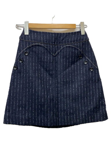 【中古】Her lip to◆Scallop Frayed Tweed skirt/スカート/S/ウール/NVY/ストライプ/HLT2005008【レディースウェア】 【中古】Her lip to◆Scallop Frayed Tweed skirt/スカート/S/ウール/NVY/ストライプ/HLT2005008【レディースウェア】