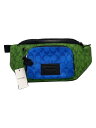 【中古】COACH◆ウエストバッグ_シグネチャー_カラーブロック/レザー/グリーン/総柄【バッグ】