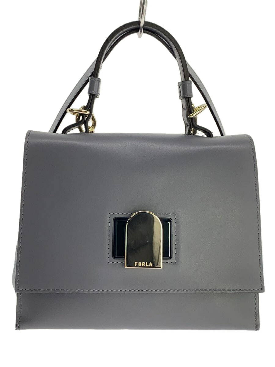 【中古】FURLA◆トートバッグ/レザー/GRY/無地/8050597373720/FURLA EMMA MINI【バッグ】