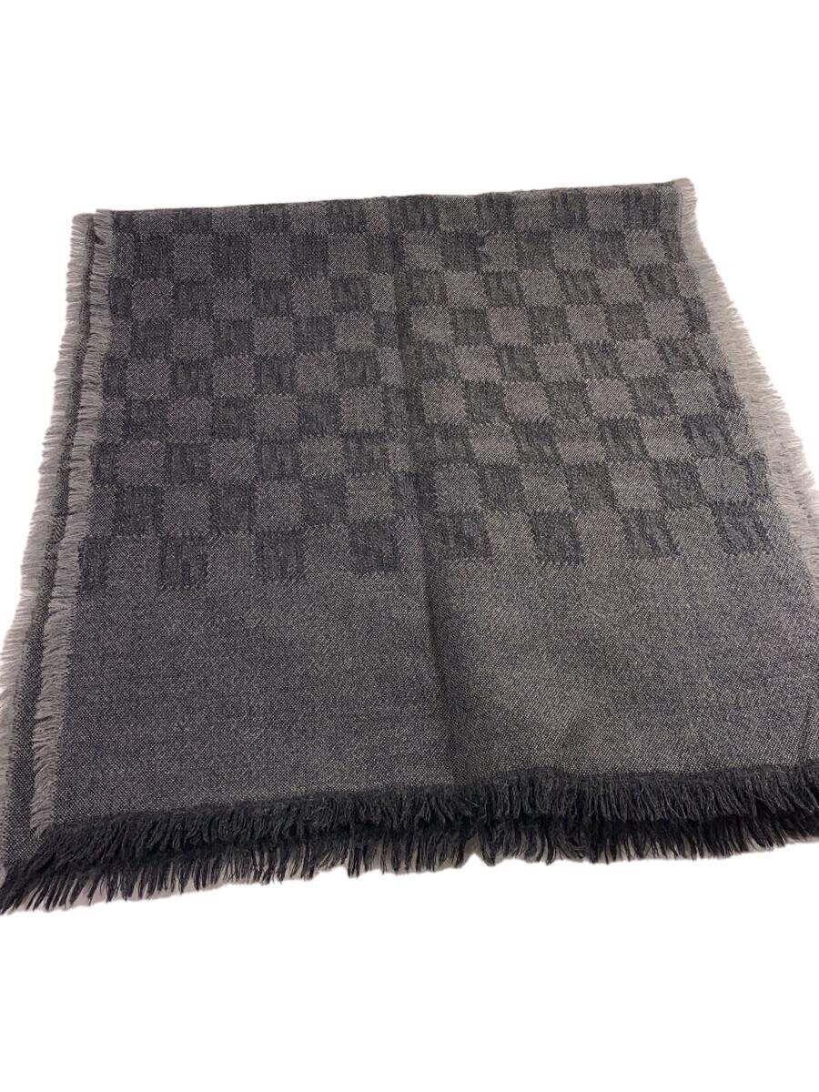 【中古】FENDI◆マフラー/ウール/GRY/チェック/メンズ【服飾雑貨他】