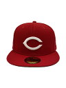 【中古】NEW ERA◆キャップ/7 1/8/RED/無地/メンズ【服飾雑貨他】