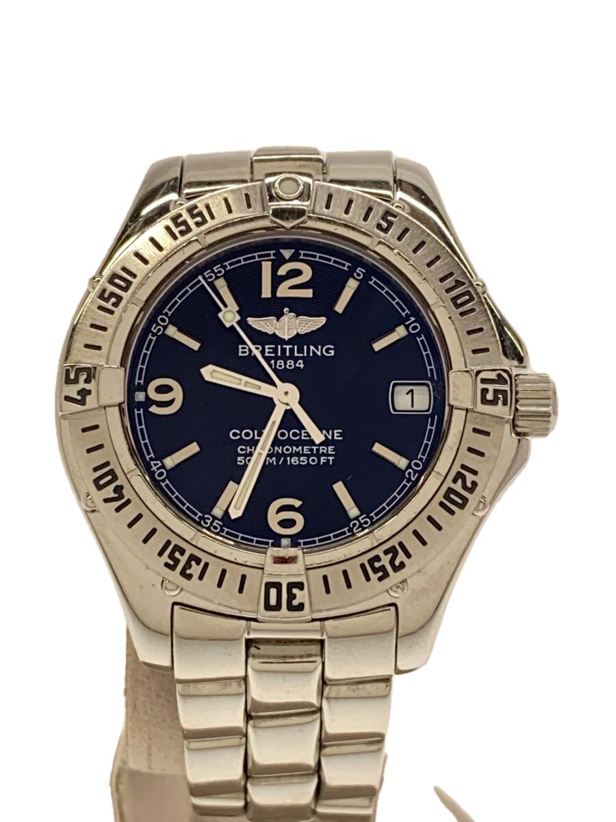 BREITLING - 【中古】BREITLING◆コルトオーシャン デイト/A77350/クォーツ腕時計/アナログ/SLV【服飾雑貨他】