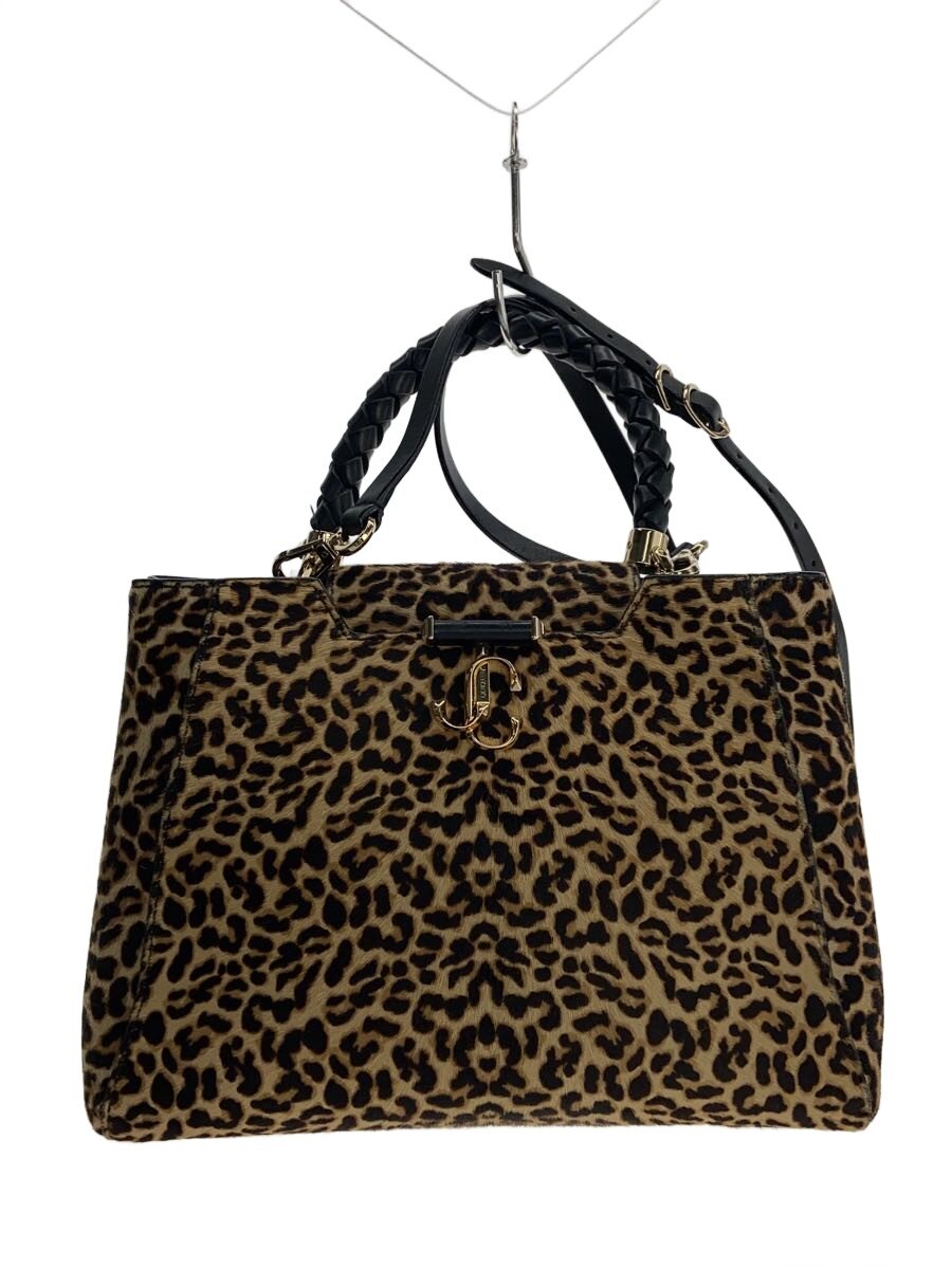 JIMMY CHOO◆VARENNE TOP HANDLE/バッグ/ハラコ/レオパード/2WAY