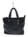 【中古】CHANEL◆トートMM_パリビアリッツ/トートバッグ/キャンバス/BLK/A34209【バッグ】