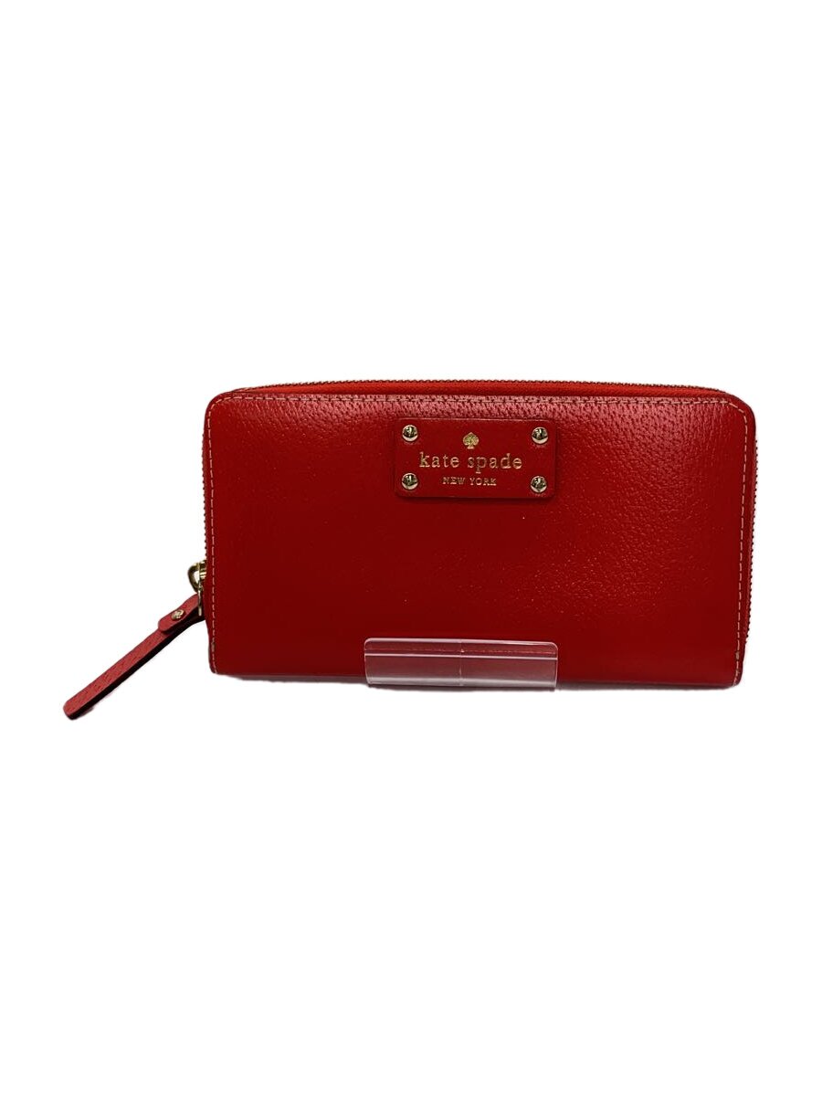 【中古】kate spade new york◆長財布/レッド/赤/無地/レディース/WLRU1153【服飾雑貨他】