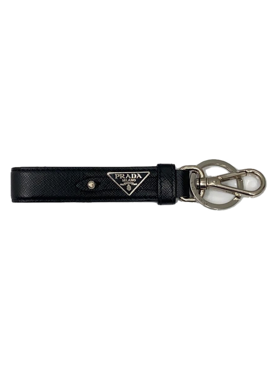 【中古】PRADA◆キーホルダー/レザー/BLK/無地/レディース【服飾雑貨他】