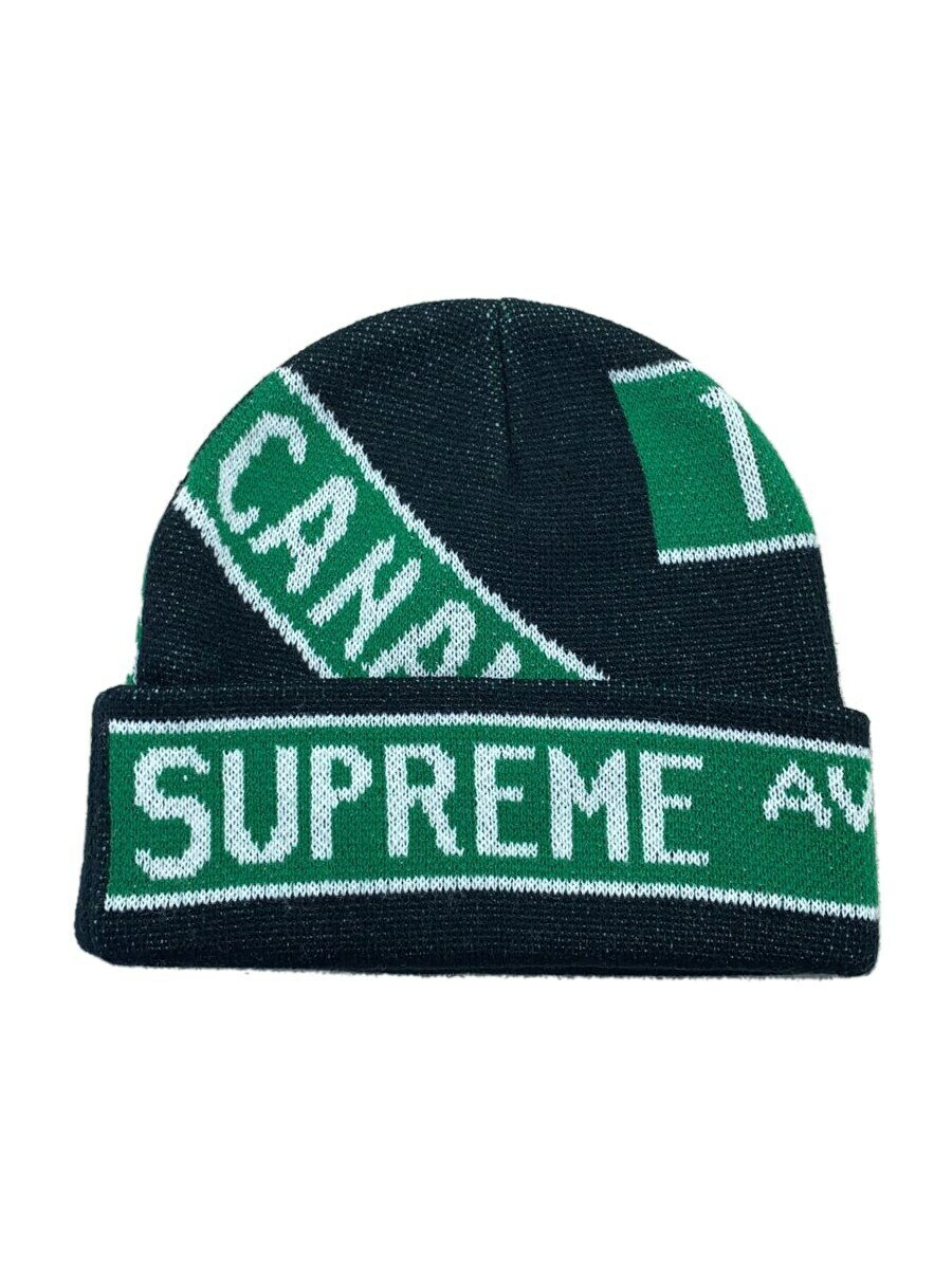 【中古】Supreme◆21SS/street signs beanie/ニットキャップ/--/アクリル/BLK/総柄/メンズ【服飾雑貨他】