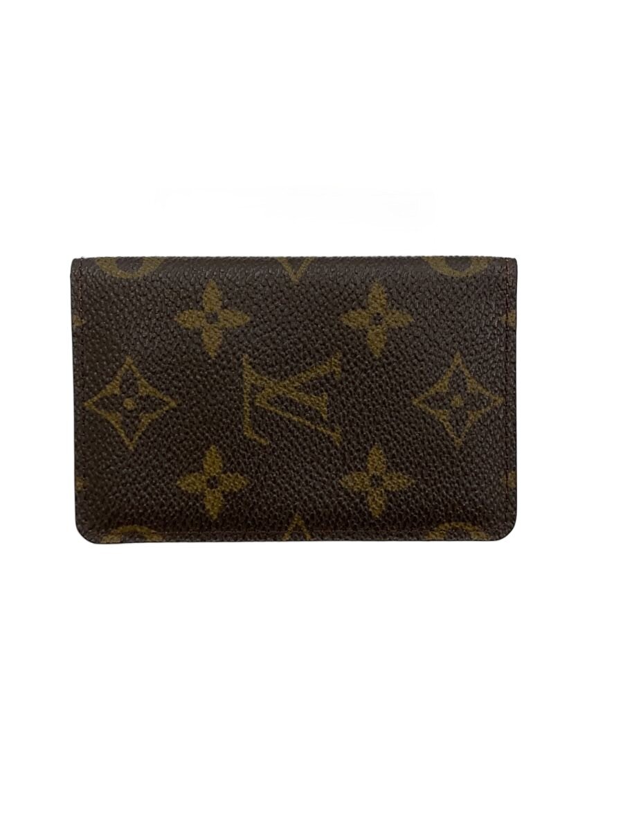 【中古】LOUIS VUITTON◆ポシェット・カルト・ヴィジット_モノグラム・キャンバス/PVC/BRW/メンズ【服飾雑貨他】
