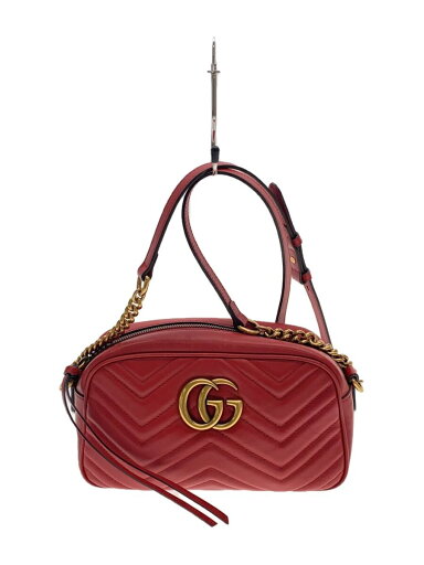 【中古】GUCCI◆チェーンショルダーバッグ_GGマーモント_キルティング/レザー/レッド/グッチ【バッグ】 【中古】GUCCI◆チェーンショルダーバッグ_GGマーモント_キルティング/レザー/レッド/グッチ【バッグ】