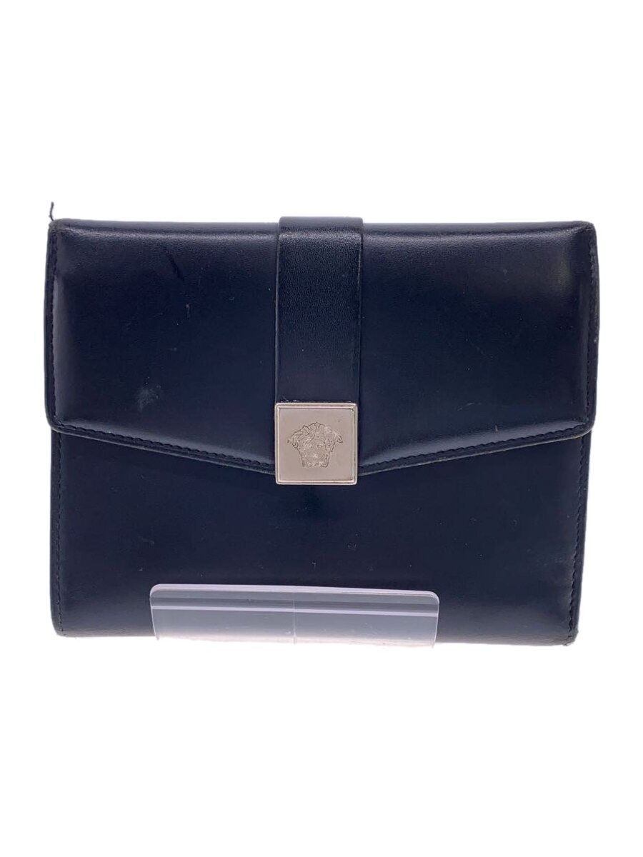 Clothing Accessories (Caps, Ties, Belts) - 【中古】GIANNI VERSACE◆2つ折り財布/レザー/BLK/無地/レディース【服飾雑貨他】