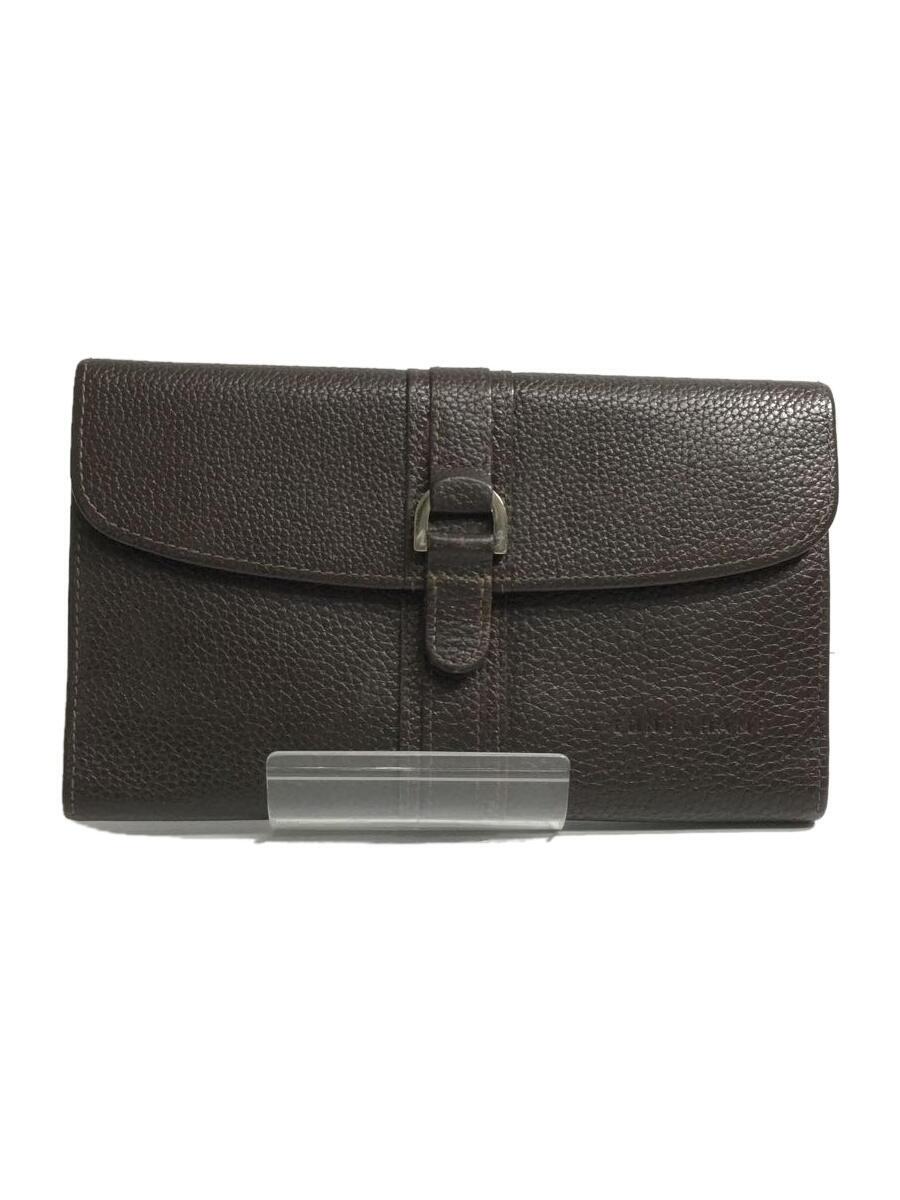 【中古】LONGCHAMP◆財布/レザー/BRW/レディース/ジップ/ブラウン/茶色【服飾雑貨他】