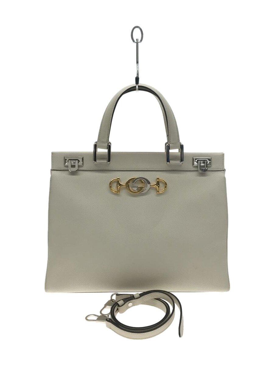 【中古】GUCCI◆ハンドバッグ/レザー/WHT/無地/564714//【バッグ】(4.0)