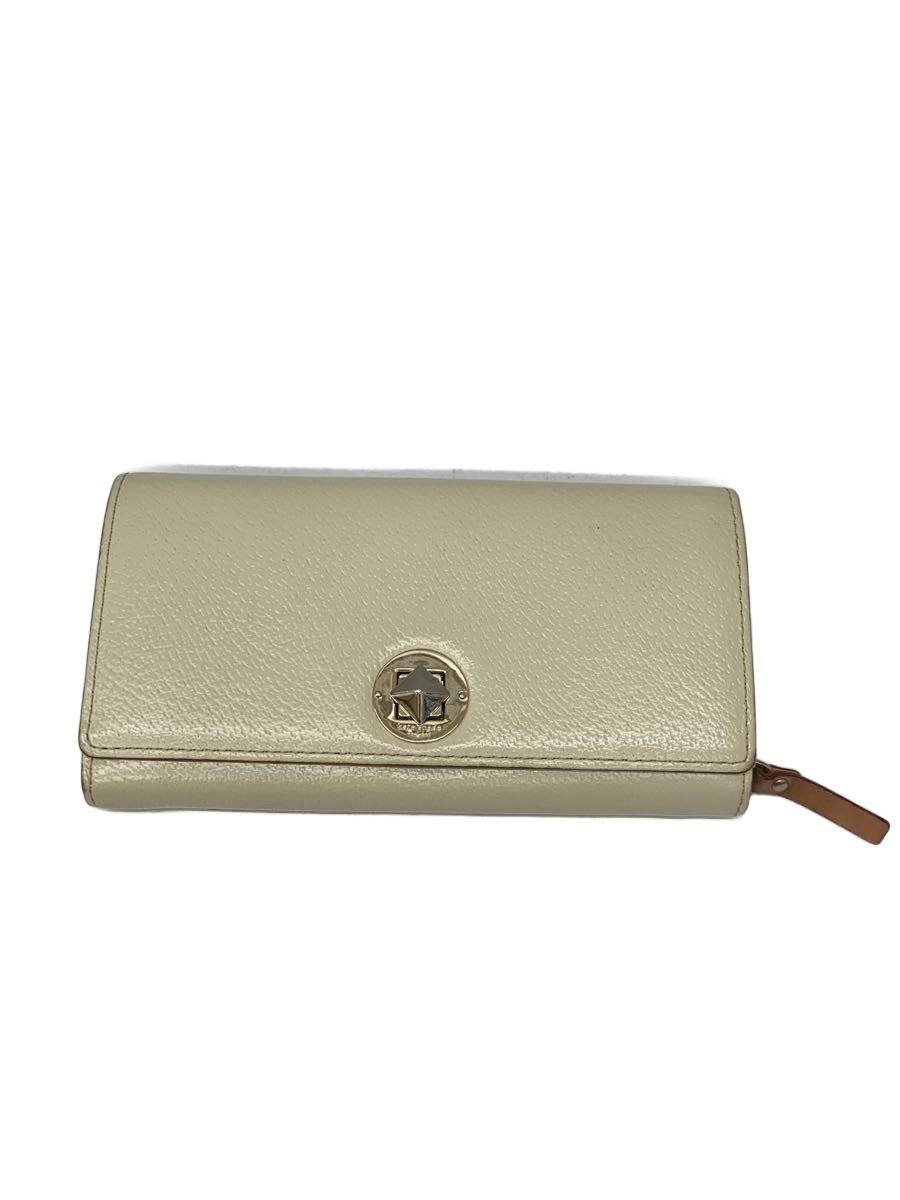 【中古】kate spade new york◆長財布/レザー/CRM/無地/レディース【服飾雑貨他】