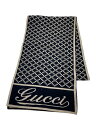 【中古】GUCCI◆マフラー/ウール/BLK/総柄/メンズ【服飾雑貨他】