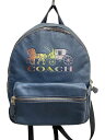 【中古】COACH◆Rainbow Horse And Carriage/リュック/レザー/BLU/F76772/汚れ・色褪せ【バッグ】
