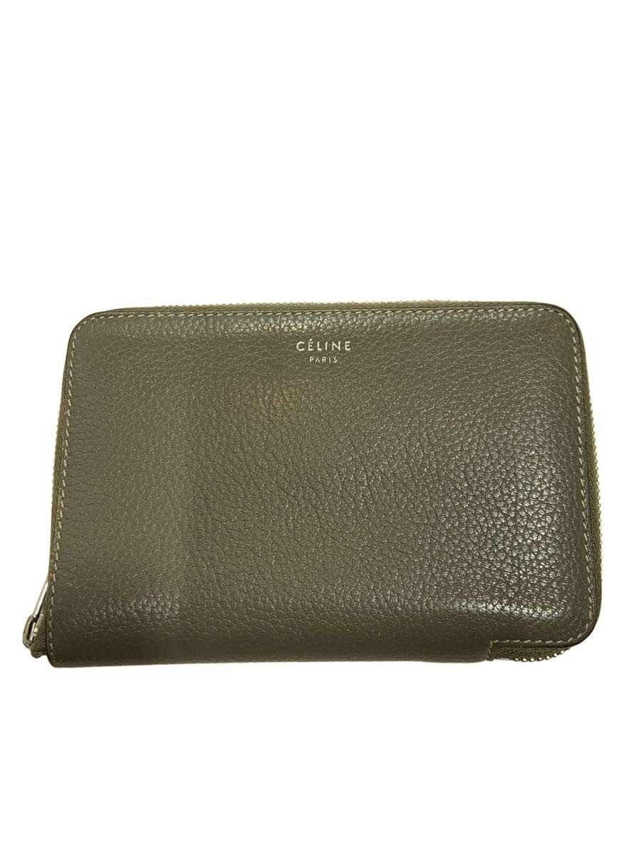 【中古】CELINE◆MEDIUM ZIPPED AROUND/2つ折り財布/レザー/GRY/レディース/104393AFE【服飾雑貨他】