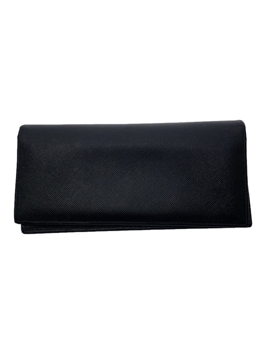 【中古】PRADA◆プラダ/長財布/レザー/BLK/無地/メンズ//【服飾雑貨他】