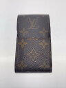 【中古】LOUIS VUITTON◆エテュイ・シガレット_ダミエ・エベヌ_BRW/レザー/BRW/レディース【服飾雑貨他】