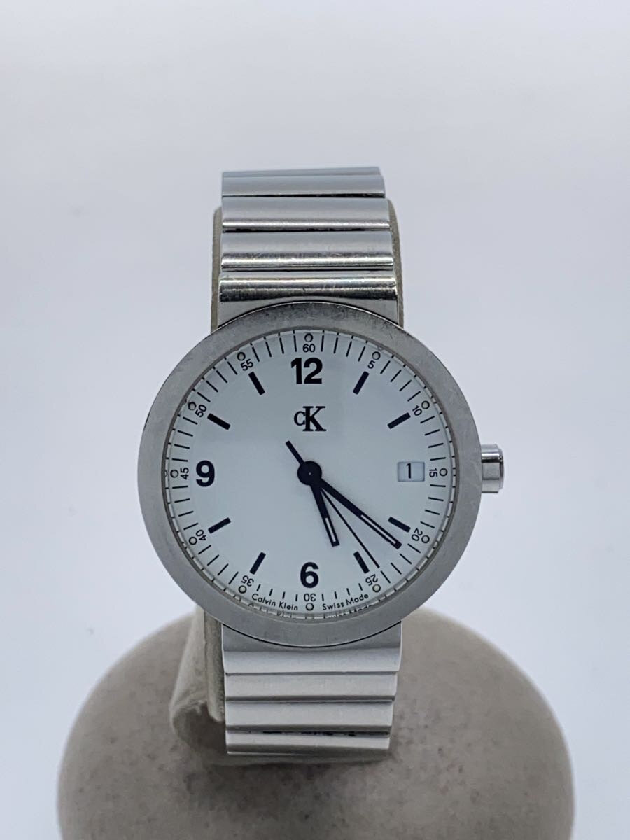 CITIZEN - 【中古】Calvin Klein◆SWISS MADE/クォーツ腕時計/アナログ/ステンレス/ホワイト/シルバー/K2121///【服飾雑貨他】