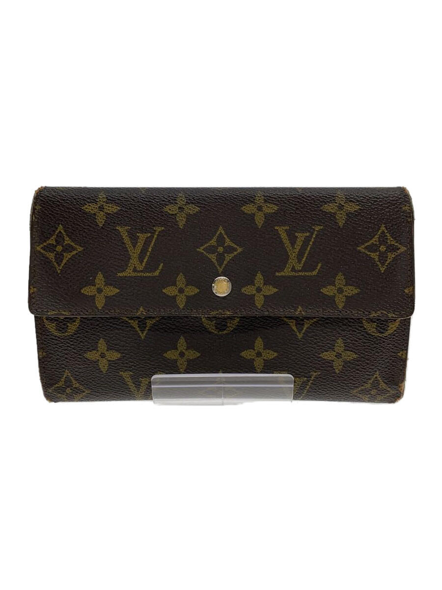 【中古】LOUIS VUITTON◆ポルト・トレゾール・インターナショナル_モノグラム・キャンバス_BRW/PVC/BRW/メンズ【服飾雑貨他】