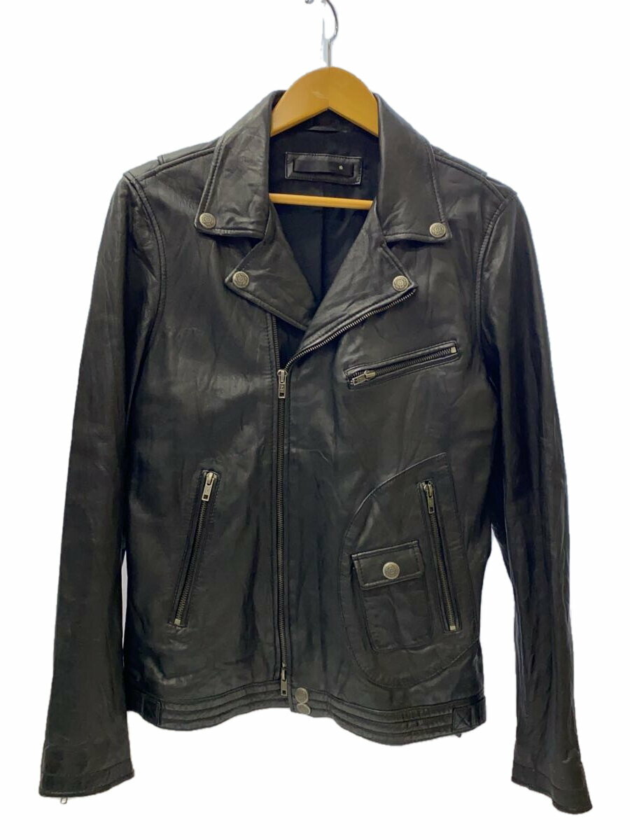 【中古】Liugoo Leathers◆レザージャケット・ブルゾン/S/羊革/BLK【メンズウェア】