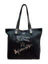 【中古】IL BISONTE◆トートバッグ/キャンバス/BLK/プリント/5422301920【バッグ】
