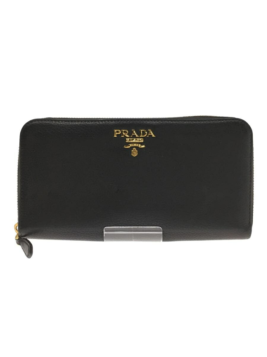 【中古】PRADA◆サフィアーノ長サイフ/牛革/BLK/メンズ/1ML506【服飾雑貨他】