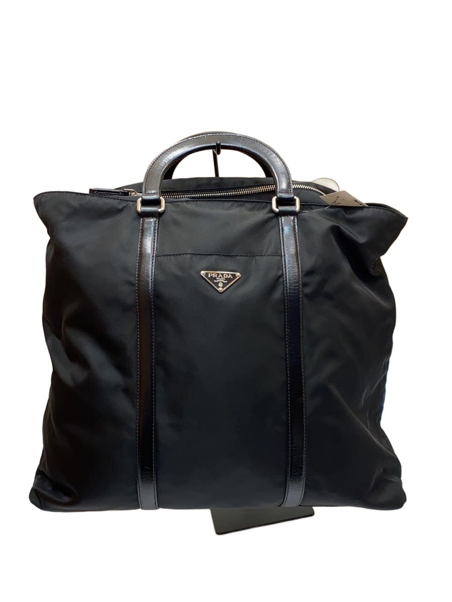 PRADA - 【中古】PRADA◆2WAY ミディアム ナイロン×レザー トートバッグ/ブラック【バッグ】