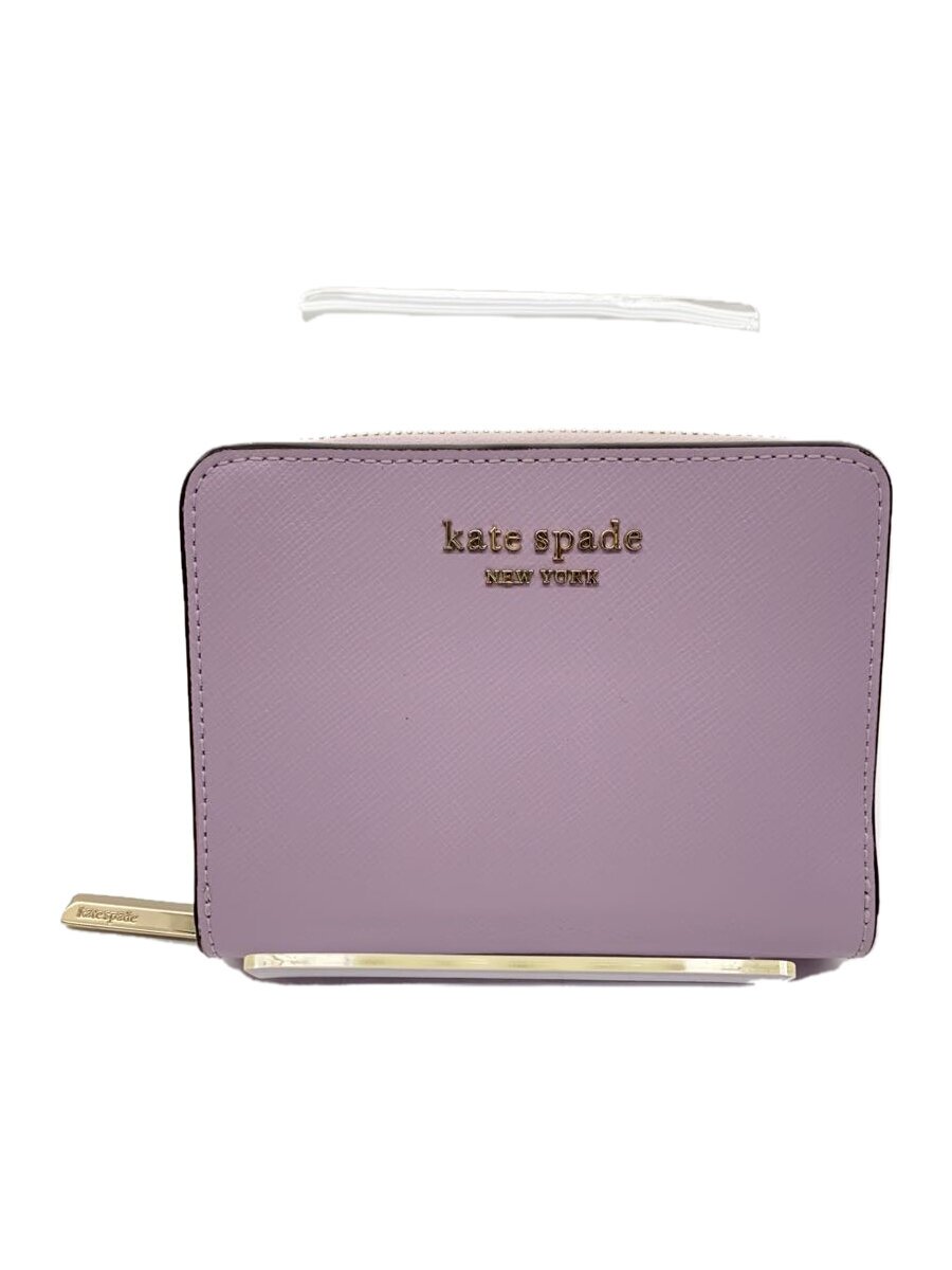 【中古】kate spade new york◆2つ折り財布/レザー/PUP/無地/レディース【服飾雑貨他】