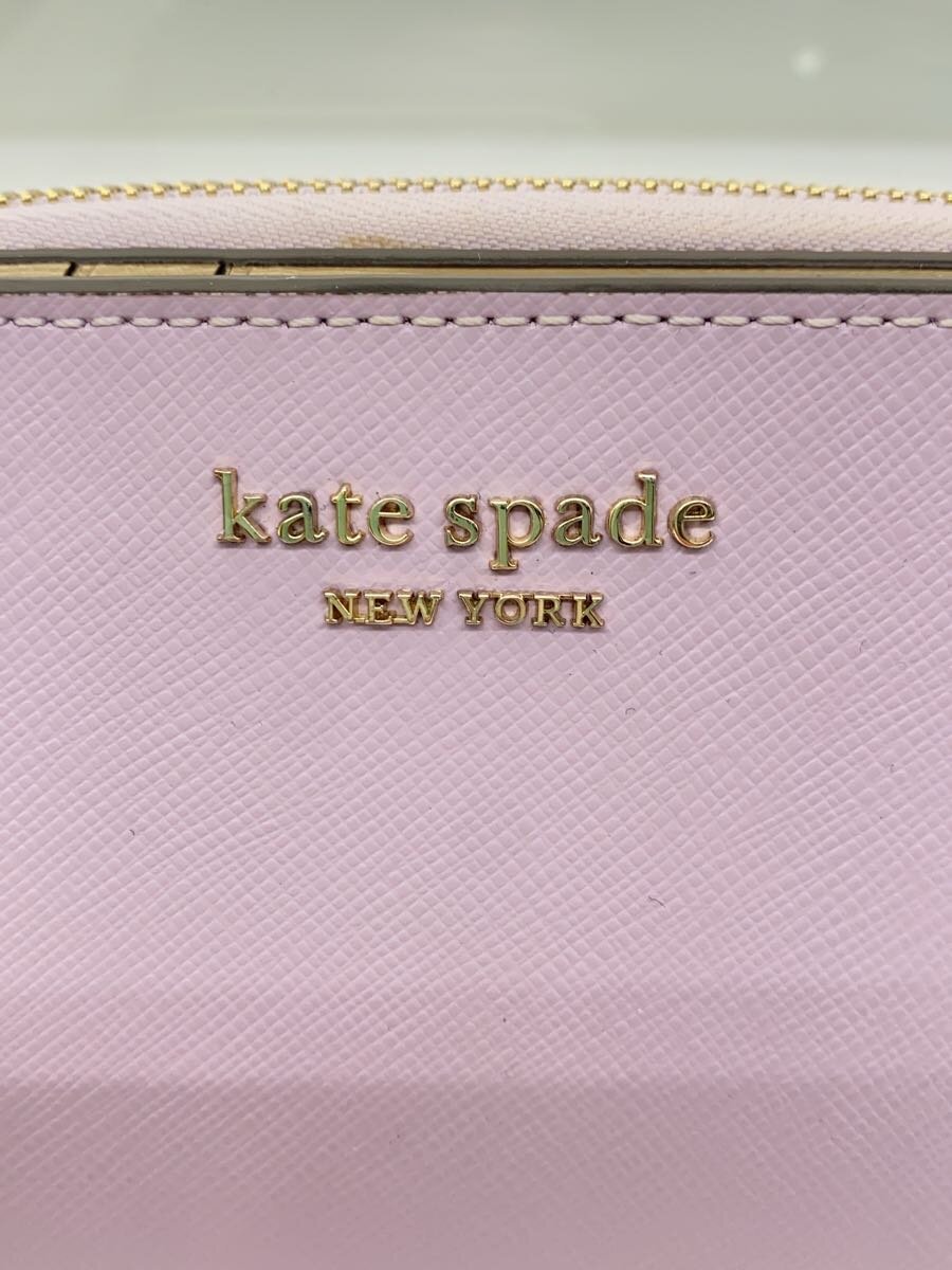 【中古】kate spade new york◆2つ折り財布/レザー/PUP/無地/レディース【服飾雑貨他】