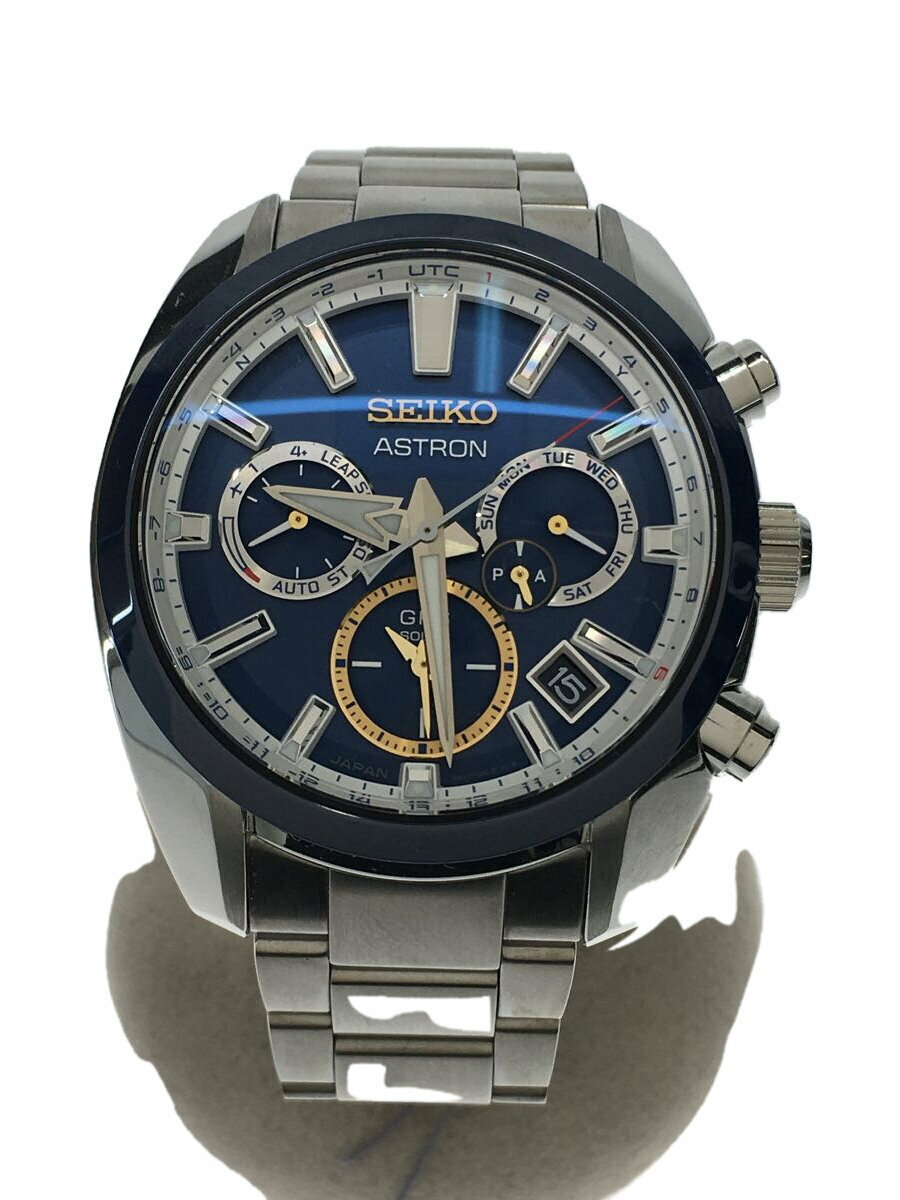 【中古】SEIKO◆ノバクジョコビッチ/アストロン/1500本限定/ソーラー腕時計/アナログ/ステンレス/ネイビー//クロノグラフ 電波 ASTRON アストロン Novak Djokovic//【服飾雑貨他】