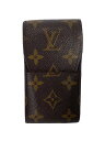 【中古】LOUIS VUITTON◆エテュイ・シガレット_モノグラム・キャンバス_BRW/レザー/BRW/メンズ【服飾雑貨他】