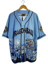 【中古】02年/DRAGONBALL Z/ベースボールシャツ/半袖シャツ/XL/ポリエステル/ブルー/ワッペン【メンズウェア】
