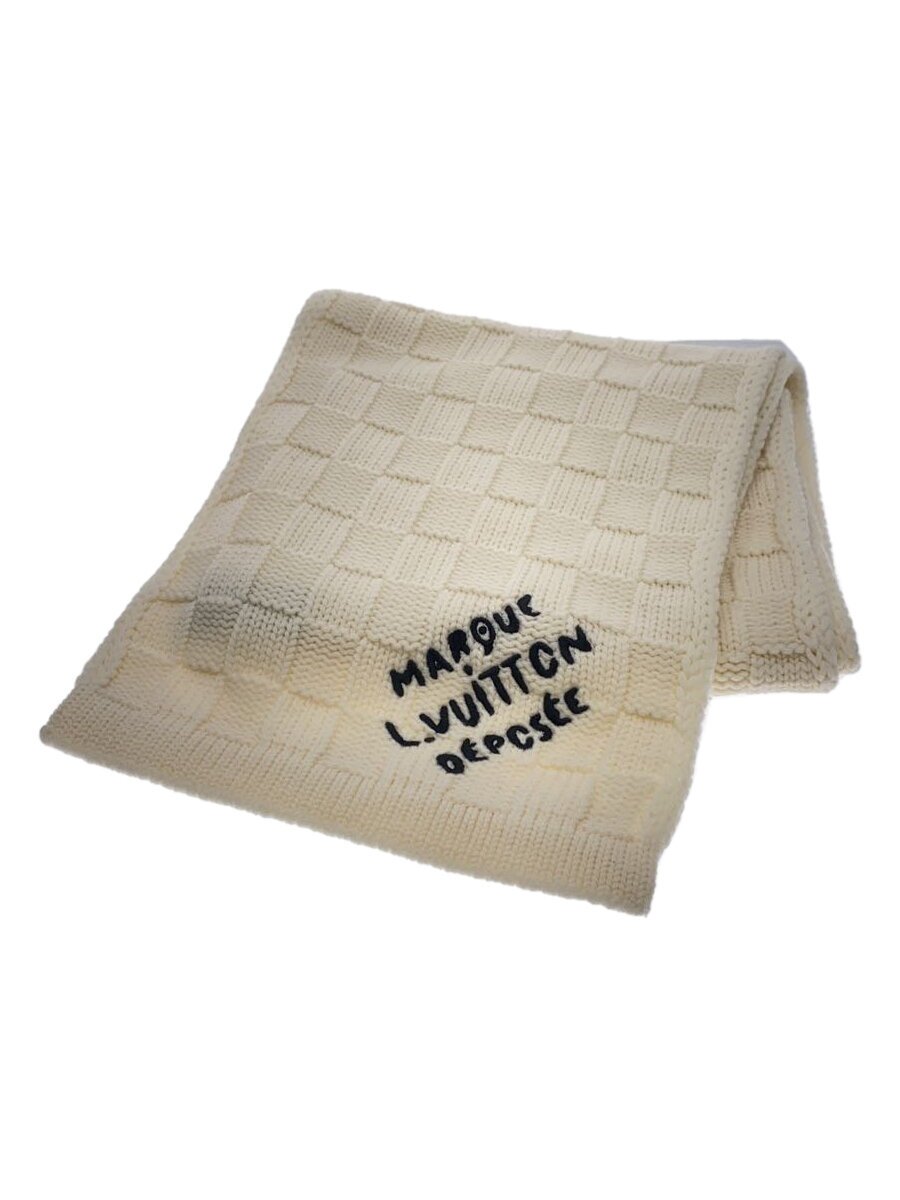 【中古】LOUIS VUITTON◆ダミエ ヘリテージ スナッグ/マフラー/ウール/IVO/メンズ/M92755【服飾雑貨他】
