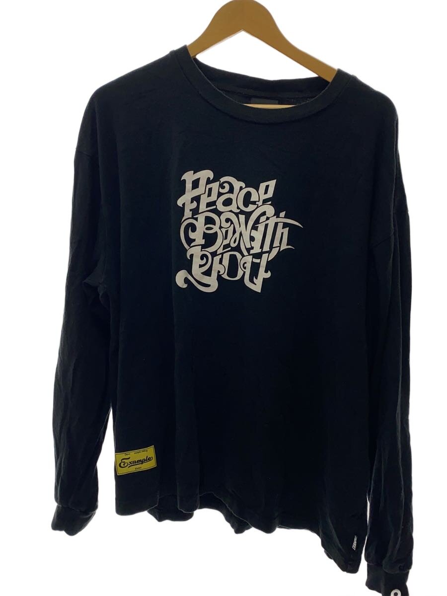 EXAMPLE◆ロンT/長袖Tシャツ/XXL/コットン/ブラック