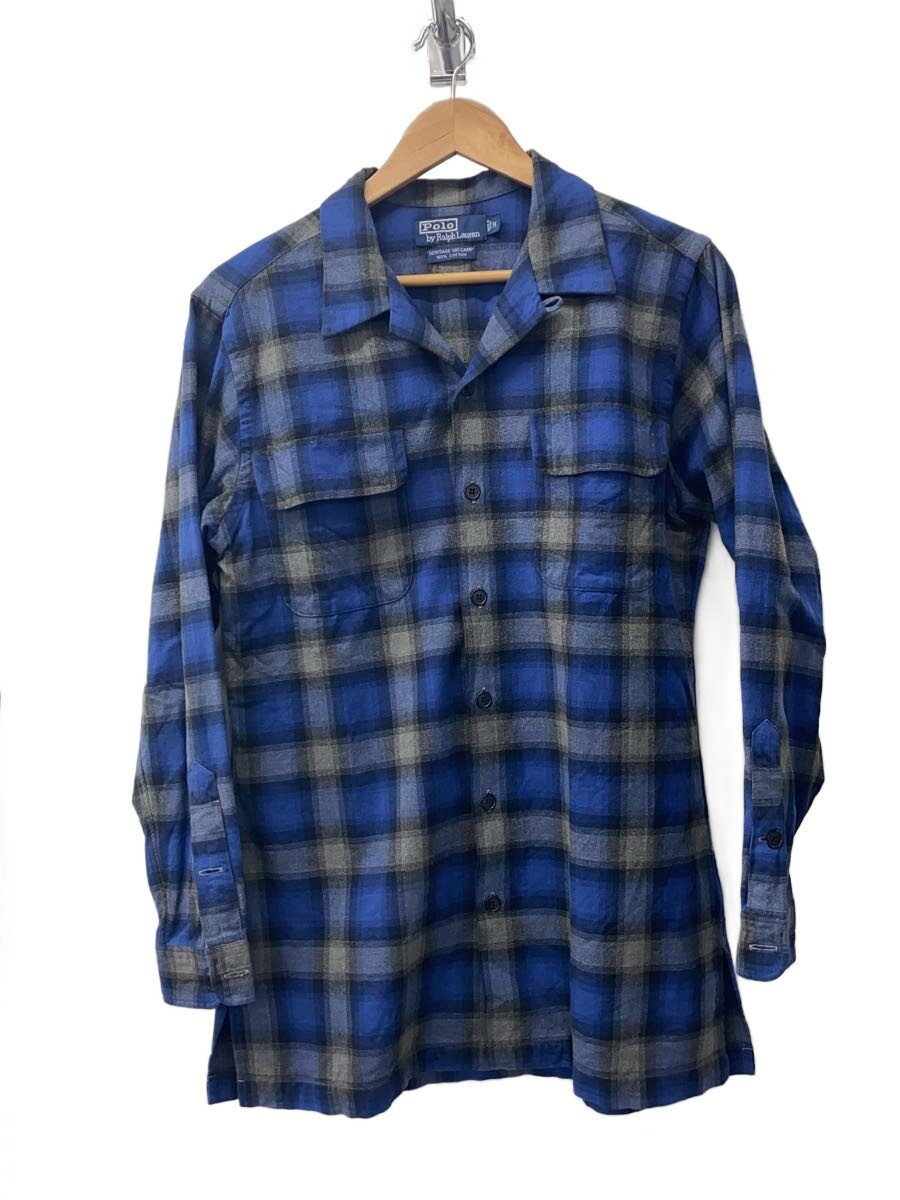 【中古】POLO RALPH LAUREN◆90s/HERITAGE SKI CAMP Shirt/M/コットン/BLU/オンブレCK/HS-RL-SA3735//【メンズウェア】