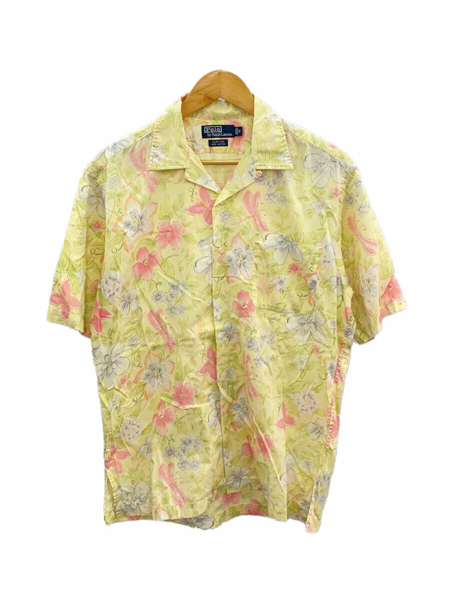 【中古】POLO RALPH LAUREN◆CLAYTON/90s/開襟アロハシャツ/S/コットン/YLW/花柄【メンズウェア】
