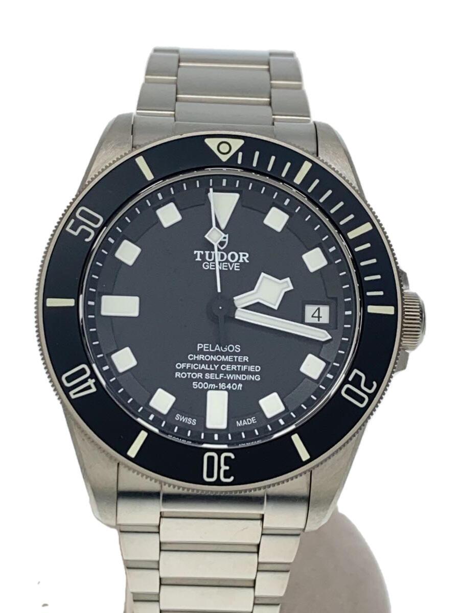 【中古】TUDOR◆ペラゴス/25600T/自動巻腕時計/アナログ/BLK/SLV//【服飾雑貨他】