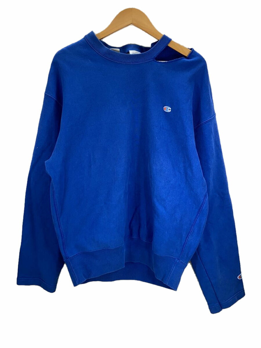 【中古】VETEMENTS◆CUT OUT NECKLINE SWEATSHIRT/スウェット/M/コットン/BLU/MSS17CH14【メンズウェア】