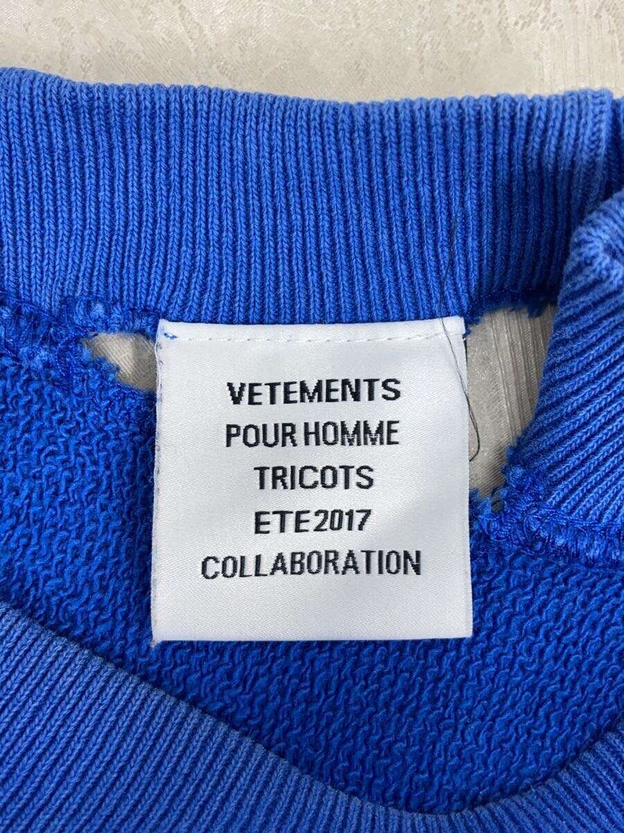 【中古】VETEMENTS◆CUT OUT NECKLINE SWEATSHIRT/スウェット/M/コットン/BLU/MSS17CH14【メンズウェア】