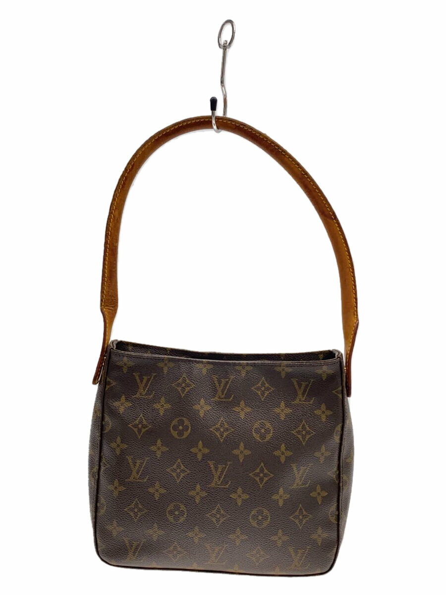 【中古】LOUIS VUITTON◆ルーピングMM_モノグラム・キャンバス_BRW/PVC/BRW//【バッグ】