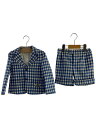 【中古】GUCCI◆セットアップ/36/ウール/BLU/ギンガムCK【キッズ】
